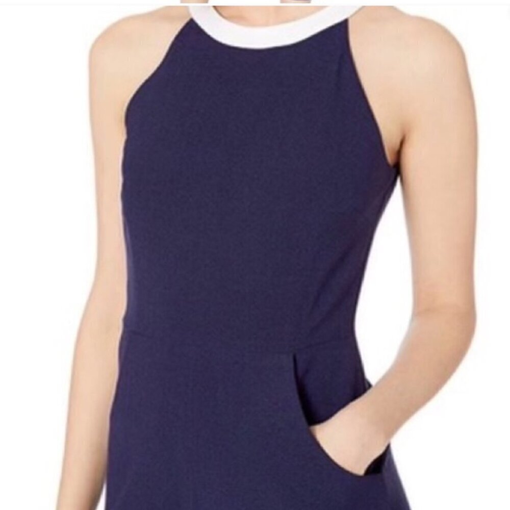 Karl Lagerfeld Paris Navy Blue Sleeveless Jumpsuit Women's Size 6 - Picture 3 of 12